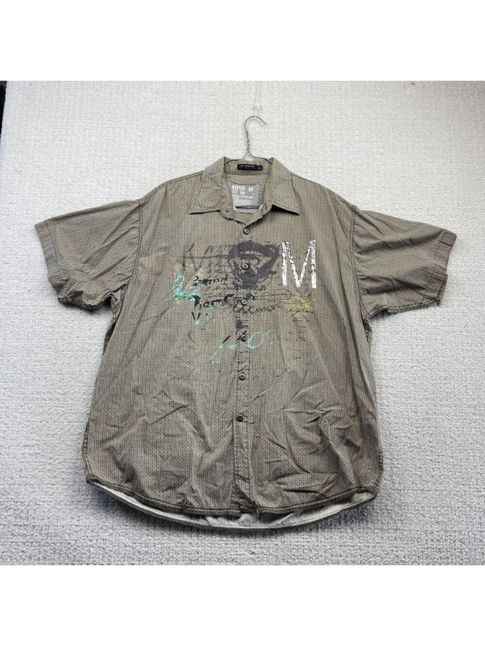 Y2K Manfred Button Up Shirt Goth Punk Graphic Cyber Alt Rock AOP Mens 2XL
